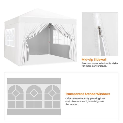 Tonnelle De Jardin Avec Fenêtres Transparentes Tente D'extérieur, 3 × 3 M Blanc