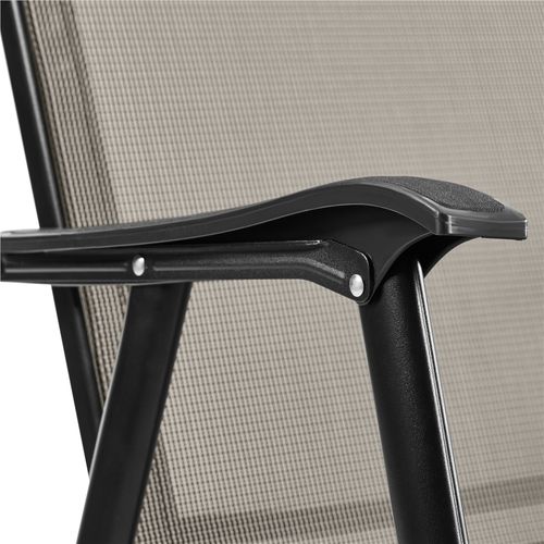 Lot De 2 Chaises Pliantes Chaises De Jardin En Toile Avec Dossier Et Accoudoirs, Marron