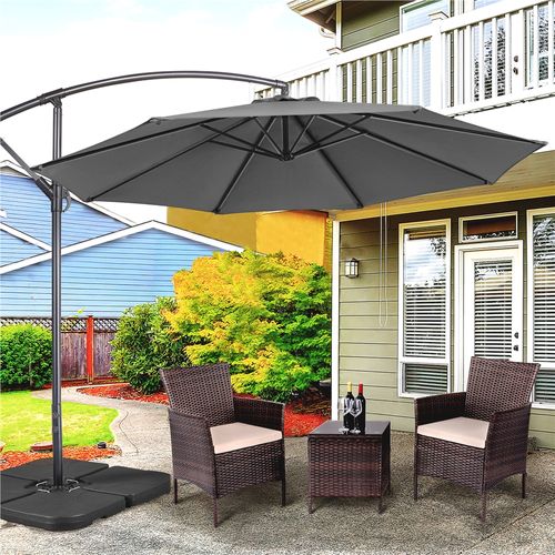 Parasol De Jardin Parasol Déporté Avec Armature En Métal Et Système D'inclinaison, Gris