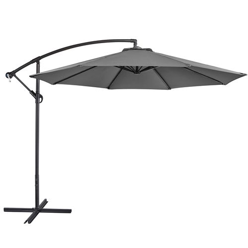 Parasol De Jardin Parasol Déporté Avec Armature En Métal Et Système D'inclinaison, Gris