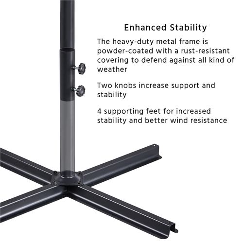 Parasol De Jardin Parasol Déporté Avec Armature En Métal Et Système D'inclinaison, Gris