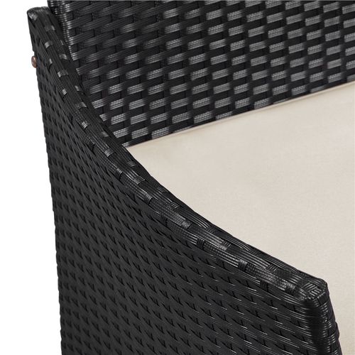 Salon De Jardin 2 Personnes En Résine Tressée Avec Table Centrale En Verre Trempé, Noir/beige