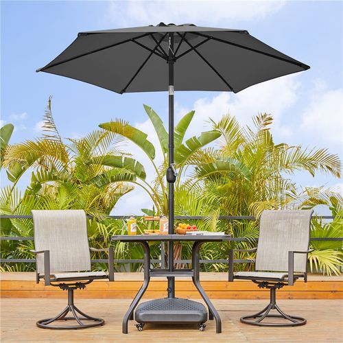 Parasol De Jardin Inclinable à 6 Baleines Parasol Balcon Avec Manivelle, Gris