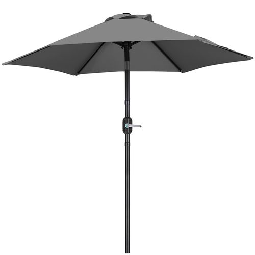 Parasol De Jardin Inclinable à 6 Baleines Parasol Balcon Avec Manivelle, Gris