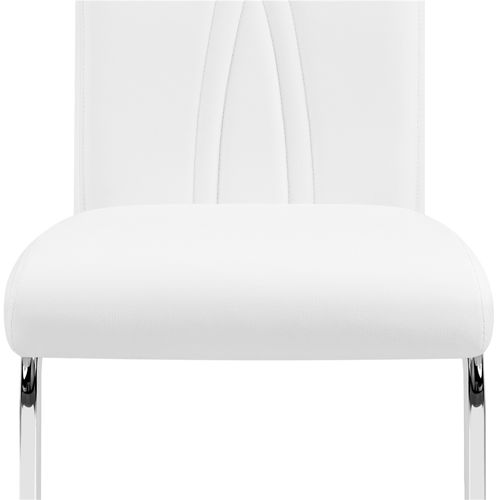 Lot De 4 Chaises De Salle à Manger Moderne En Similicuir Avec Pieds Métalliques En U, Blanc