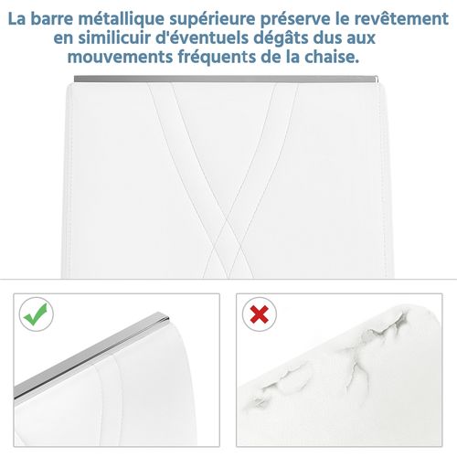 Lot De 6 Chaises De Salle à Manger Moderne En Similicuir Avec Pieds Métalliques En U, Blanc