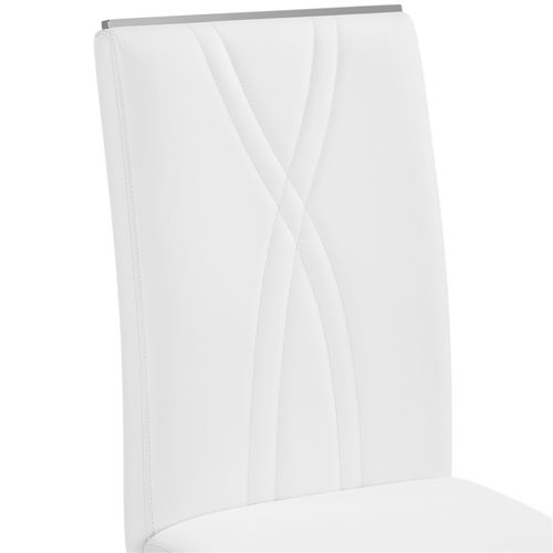 Lot De 6 Chaises De Salle à Manger Moderne En Similicuir Avec Pieds Métalliques En U, Blanc