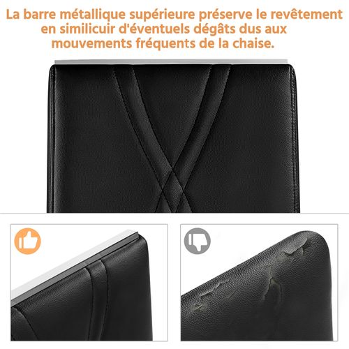 Lot De 6 Chaises De Salle à Manger Moderne En Similicuir Avec Pieds Métalliques En U, Noir