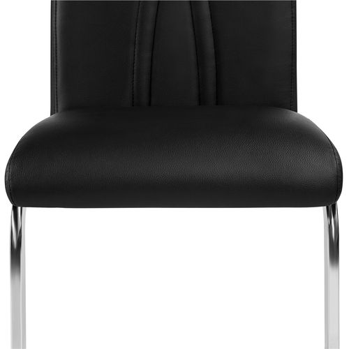 Lot De 6 Chaises De Salle à Manger Moderne En Similicuir Avec Pieds Métalliques En U, Noir