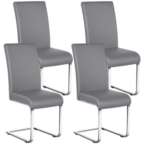 Lot De 4 Chaises De Salle à Manger En Similicuir Pu Avec Pieds Métalliques En U, Gris Clair