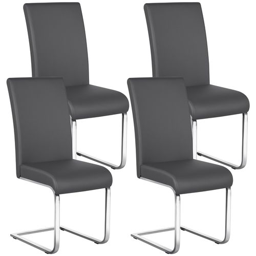 Lot De 4 Chaises De Salle à Manger En Similicuir Pu Avec Pieds Métalliques En U, Gris Foncé