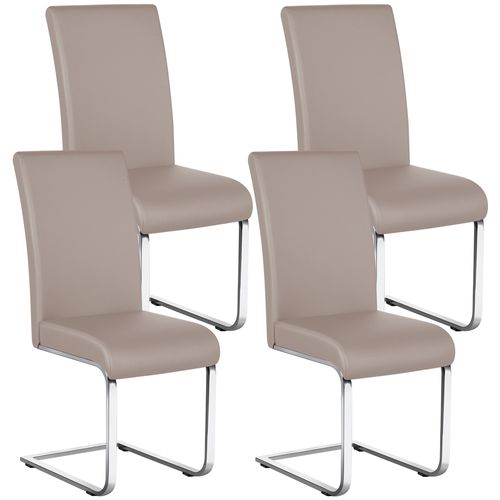 Lot De 4 Chaises De Salle à Manger En Similicuir Pu Avec Pieds Métalliques En U, Brun Clair