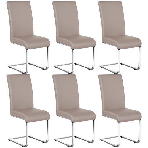 Lot De 6 Chaises De Salle à Manger En Similicuir Pu Avec Pieds Métalliques En U, Brun Clair