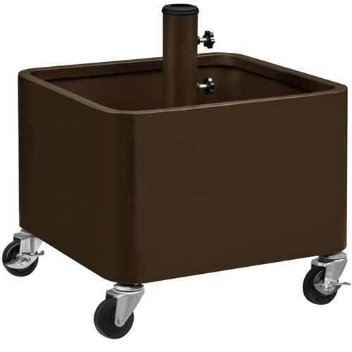 Pied De Parasol Carré Creux 2 En 1 Support Avec Roues Et Trous De Drainage, Brun