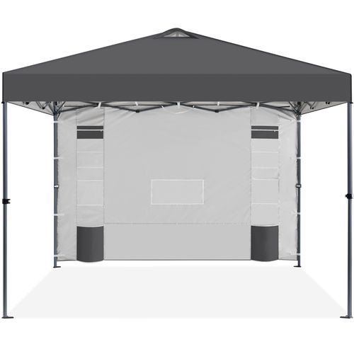 Tonnelle De Jardin Tente De Camping Avec Poches Pour Rangement, 3×3 M Gris Foncé