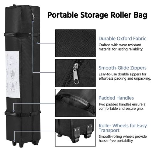 Tonnelle De Jardin Tente De Camping Avec Poches Pour Rangement, 3×3 M Gris Foncé