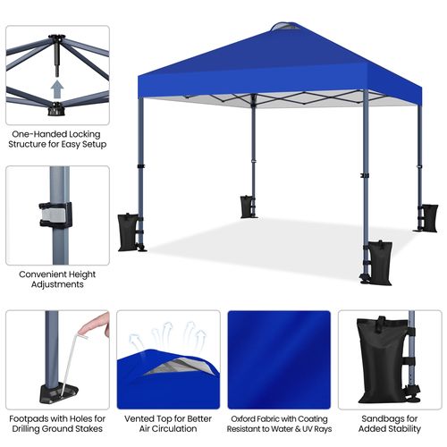 Tonnelle De Jardin 3×3 M Tente D'extérieur Uv 50+ Avec Sacs De Sable Et Sac De Transport, Bleu