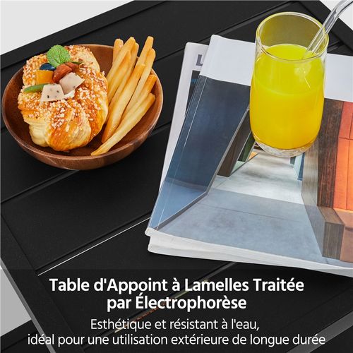 Table Basse D'extérieur Table D'appoint De Jardin En Métal 2 Niveaux, Noir