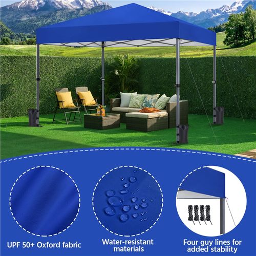 Tonnelle Pop-up Extérieur En Polyester Barnum Pliable Avec Sac De Transport, Bleu