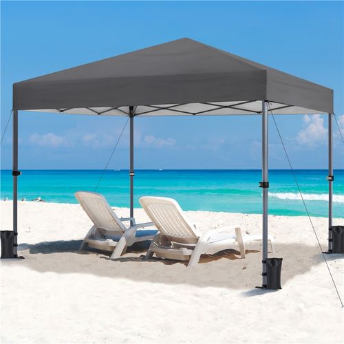 Tonnelle Pop-up Extérieur En Polyester Barnum Pliable Avec Sac De Transport, Gris Foncé