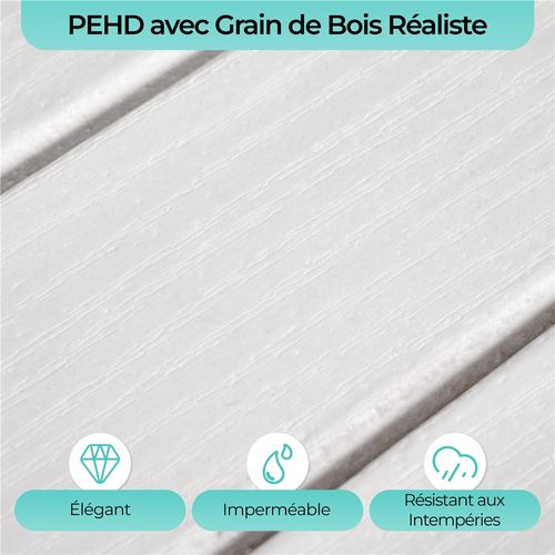 Table D'appoint En Pehd Et Aspect Bois 45 X 35,5 X 45 Cm Table à Lattes, Blanc