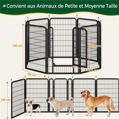 Parc Pour Chien En 8 Panneaux Enclos Pour Chien En Métal Parc Pour Animaux De Compagnie, Noir