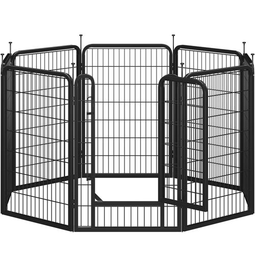 Parc Pour Chien En 8 Panneaux Enclos Pour Chien En Métal Parc Pour Animaux De Compagnie, Noir