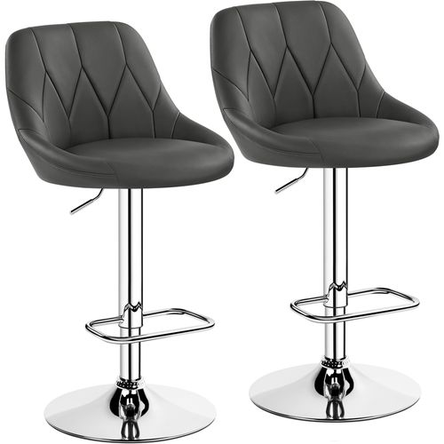Lot De 2 Chaises De Bar En Similicuir Avec Assise Pivotante Réglable En Hauteur ,gris Foncé