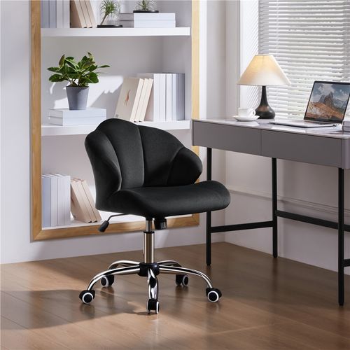 Chaise De Bureau En Velours Avec Dossier Inclinable Et Assise Réglable En Hauteur , Noir