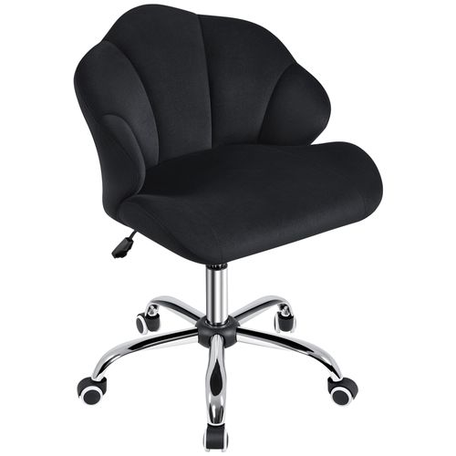 Chaise De Bureau En Velours Avec Dossier Inclinable Et Assise Réglable En Hauteur , Noir