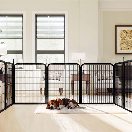 Parc Pour Chien En 6 Panneaux Enclos Pour Chien En Métal Avec Porte Verrouillable, Noir