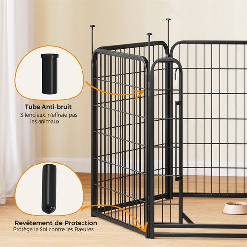 Parc Pour Chien En 6 Panneaux Enclos Pour Chien En Métal Avec Porte Verrouillable, Noir