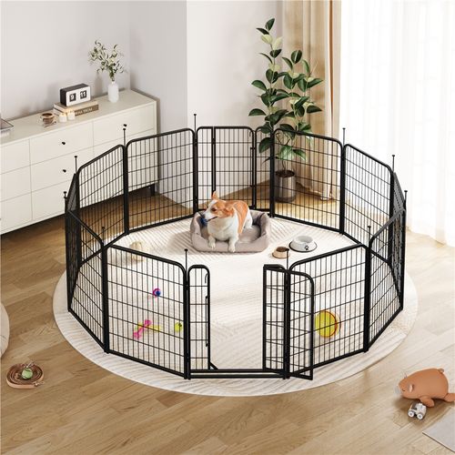 Parc Pour Chien En 8 Panneaux Enclos Pour Chien En Métal Avec Porte Verrouillable, Noir