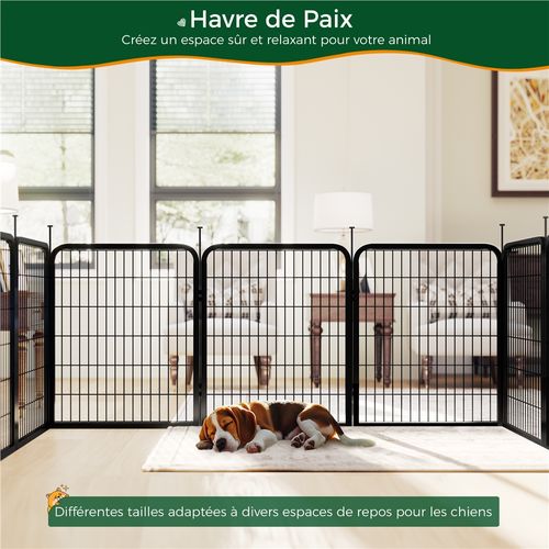 Parc Pour Chien En 8 Panneaux Enclos Pour Chien En Métal Avec Porte Verrouillable, Noir