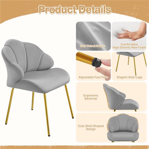 Chaise De Salon En Velours Avec Dossier Capitonné, Gris Clair