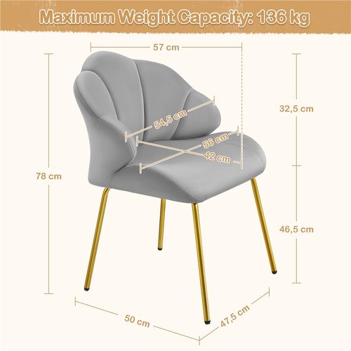 Chaise De Salon En Velours Avec Dossier Capitonné, Gris Clair