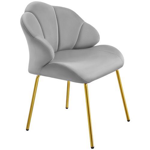 Chaise De Salon En Velours Avec Dossier Capitonné, Gris Clair