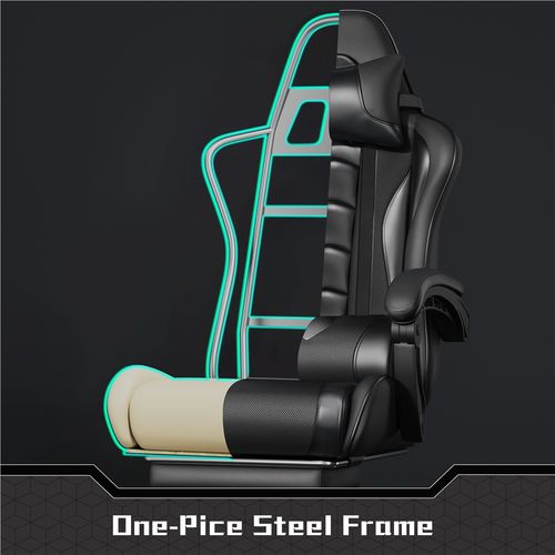 Chaise Gaming Pivotant Réglable En Hauteur Avec Repose-pieds Télescopique Et Appui-tête, Noir