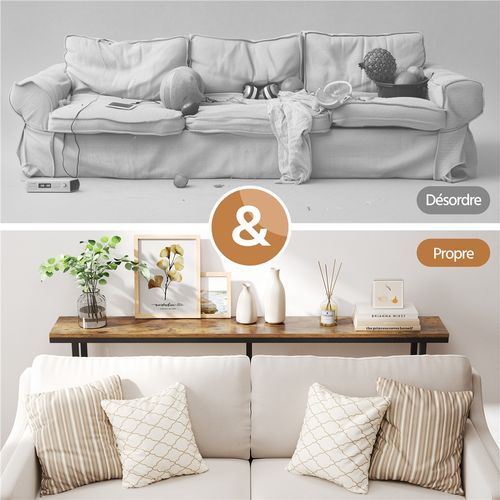 Table Console Longue Moderne Meuble D'entrée Allongée En Bois, Marron Rustique