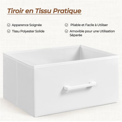 Table Basse à Plateau Relevable Rangement Avec Tiroir En Tissu, Couleur Bois Clair