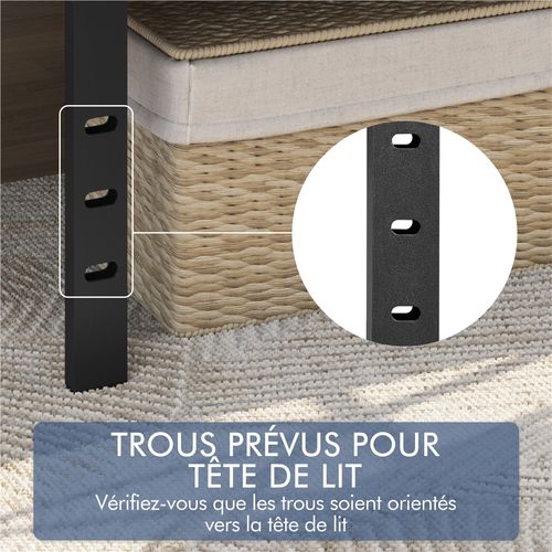 Cadre De Lit Métallique Avec Support à Lattes Résistant, Lit Double 160×200 Cm Noir