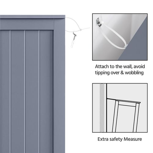 Meuble De Salle De Bain Avec 4 Tiroirs Et 1 Placard à Tablette Réglable En Hauteur, Gris