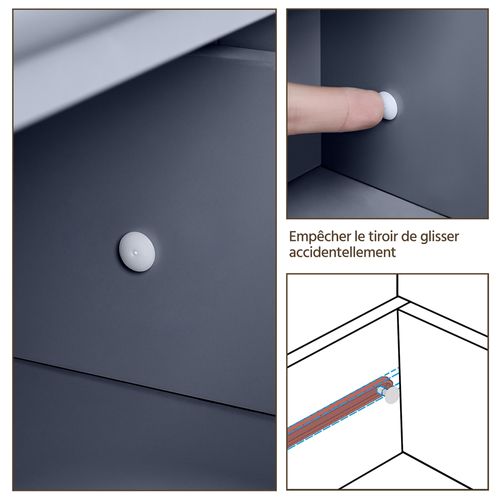 Armoire De Salle De Bain à 3 Tiroirs Et 1 Porte Avec Compartiment Ouvert, Gris