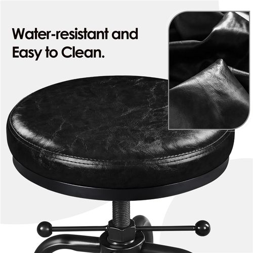 Lot De 2 Tabouret De Bar En Similicuir Réglable En Hauteur Avec Deux Repose-pieds, Noir