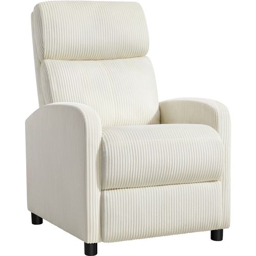 Fauteuil Inclinable En Velours Côtelé Avec Repose Pied, Beige