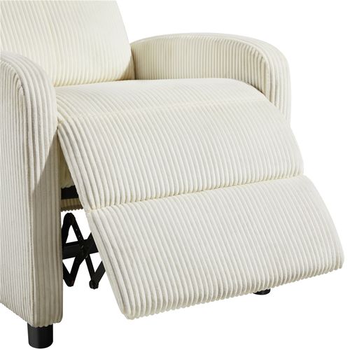 Fauteuil Inclinable En Velours Côtelé Avec Repose Pied, Beige