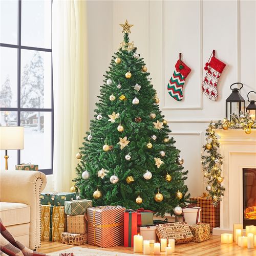 Sapin De Noël Artificiel Avec Support En Métal, 903 Branches Et Des Embouts Bouclés, Vert