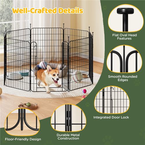Parc Pour Chien Pliable En Métal Avec Porte Et Piquets Enclos Modulable, 60 × 80 Cm Noir
