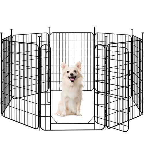 Parc Pour Chien Pliable En Métal Avec Porte Et Piquets Enclos Modulable, 60 × 80 Cm Noir