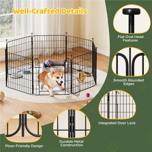 Parc Pour Chien Pliable En Métal Avec Porte Et Piquets Enclos Modulable, 60 × 60 Cm Noir